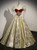 Gold Square Puff Sleeve Velvet Prom Dress