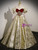 Gold Square Puff Sleeve Velvet Prom Dress