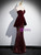 Sexy Burgundy Velvet Sequins Strapless Prom Dress