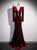 Burgundy Velvet V-neck Long Sleeve Prom Dress
