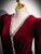 Burgundy Velvet V-neck Long Sleeve Prom Dress