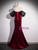 Burgundy Velvet Strapless Beading Prom Dress