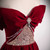 Burgundy Velvet Off the Shoulder Pleats Beading Prom Dress