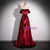 A-Line Burgundy Velvet Off the Shoulder Pleats Prom Dress
