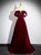 Simple Burgundy Velvet Off the Shoulder Beading Prom Dress