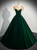 Green Velvet Cap Sleeve Appliques Beading Prom Dress