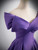 Purple Satin Off the Shoulder Prom Dress