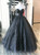 A-Line Black Tulle Sequins Strapless Prom Dress