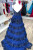Navy Blue Tulle Sequins Spaghetti Straps Prom Dress