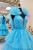 A-LIne Blue Tulle Pleats Prom Dress