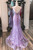Purple Mermaid Tulle Lace Spaghetti Straps Prom Dress