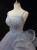 Gray Tulle Spaghetti Straps Pleats Pearls Prom Dress