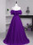 Dark Purple Tulle Off the Shoulder Pleats Prom Dress