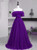Dark Purple Tulle Off the Shoulder Pleats Prom Dress