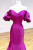 Fuchsia Mermaid Satin Strapless Puff Sleeve Prom Dress