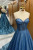 Blue Sequins Sweetheart Beading Prom Dress
