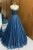Blue Sequins Sweetheart Beading Prom Dress