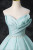 Blue Tulle Strapless Pleats Beading Prom Dress