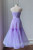 Purple Tulle Spaghetti Straps Pleat Prom Dress