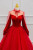 Red Velvet Tulle Long Sleeve Prom Dress