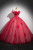 Red Tulle Off the Shoulder Beading Flower Quinceanera Dress