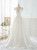 White Satin V-Neck Backless Pleats Wedding Dress