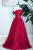 Simple Burgundy Satin Tulle Strapless Pleats Prom Dress