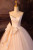 Champagne Tulle Strapless Pleats Bow Wedding Dress