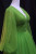 Green Tulle Long Sleeve V-neck Pleats Prom Dress