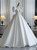 White Satin Puff Sleeve V-neck Bow Wedding Dress