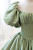 Green Satin Puff Sleeve Quinceanera Dress