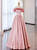 Pink Satin Off the Shoulder Pleats Prom Dress