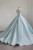 Ball Gown Blue Satin Formal Prom Dress