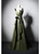 Green Satin Straps Pleats Black Velvet Prom Dress