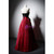 Burgundy Satin Black Velvet Strapless Prom Dress