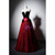 Burgundy Satin Black Velvet Strapless Prom Dress