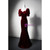 Burgundy Mermaid Velvet Short Sleeve Bow Prom Dress