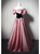 Pink Satin Velvet Off the Shoulder Prom Dress