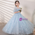 In Stock:Ship in 48 Hours Blue Tulle Long Sleeve Flower Girl Dress