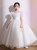 In Stock:Ship in 48 Hours White Tulle Pearls Flower Girl Dress