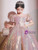 In Stock:Ship in 48 Hours Pink Sequins Puff Sleeve Flower Girl Dress