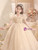 In Stock:Ship in 48 hours Champagne Sequins Puff Sleeve Flower Girl Dress