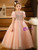 In Stock:Ship in 48 hours Pink Tulle Sequins Puff Sleeve Flower Girl Dress