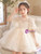 In Stock:Ship in 48 hours Champagne Puff Sleeve Sequins Flower Girls Dress