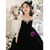 In Stock:Ship in 48 Hours Black Velvet Long Sleeve Flower Girl Dress