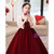 In Stock:Ship in 48 Hours Burgundy Long Sleeve Crystal Flower Girl Dress