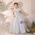 In Stock:Ship in 48 Hours Blue Sequins Puff Sleeve Flower Girl Dress