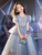 In Stock:Ship in 48 Hours Blue Sequins Puff Sleeve Beading Flower Girl Dress
