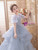 In Stock:Ship in 48 Hours Blue Tulle Puff Sleeve Princess Flower Girl Dress