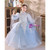 In Stock:Ship in 48 Hours Blue Long Sleeve Flower Girl Dress